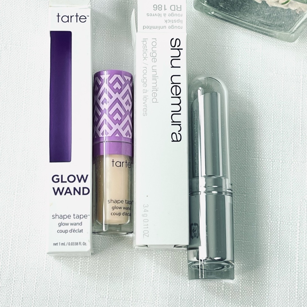 TARTE GLOW WAND ALIGHT and SHU UEMURA rouge unlimited lipstick RD 186 trending - Picture 6 of 7